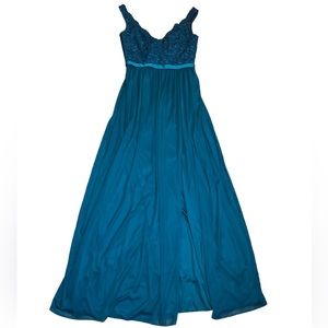 Long Vneck Tank gown gem green lace sheer fairy feminine 4 NWT